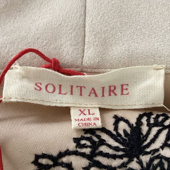 NWOT Solitaire Anthropologie Faux Suede Embroidered Open Coat Jacket XL - Picture 9 of 11